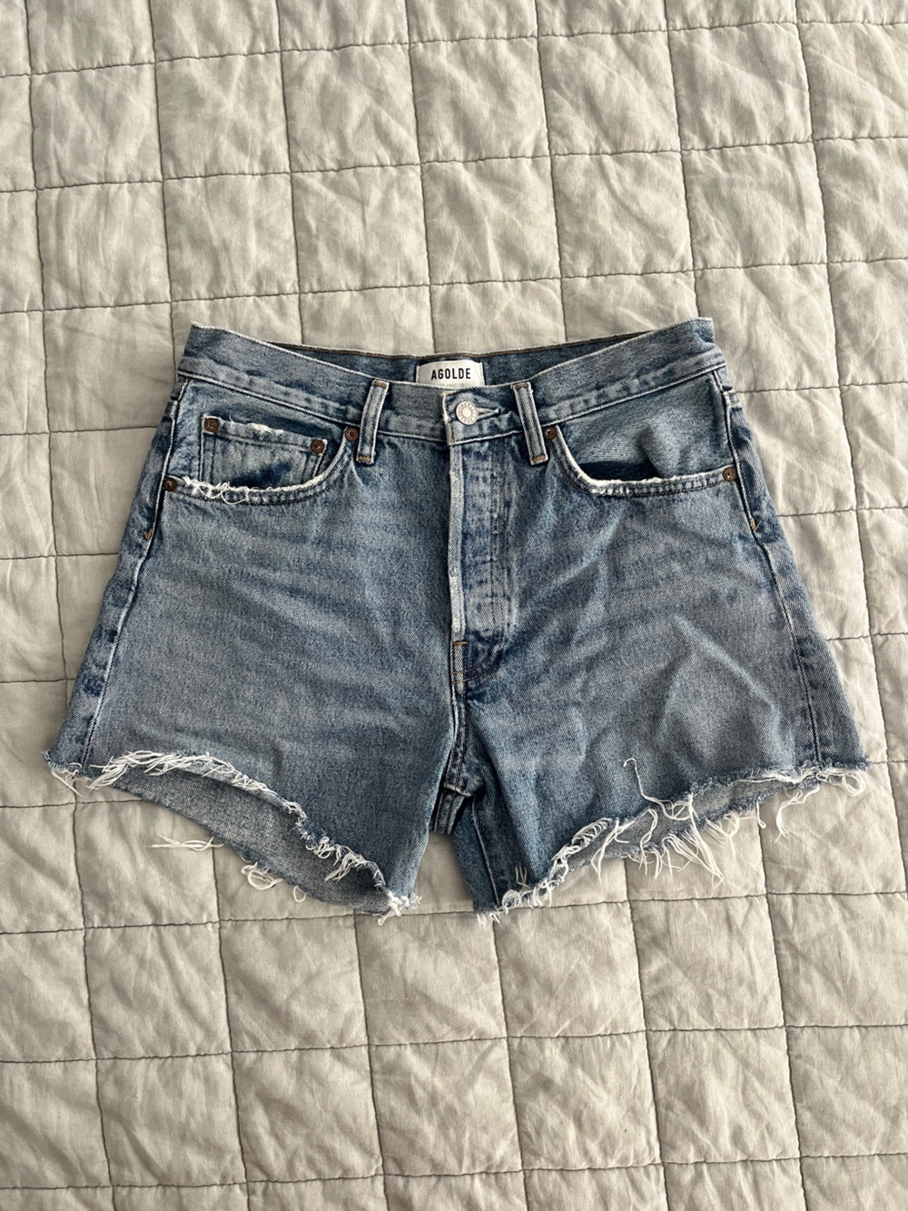 AGOLDE Parker Cut Off Denim Shorts Light Wash Size 27